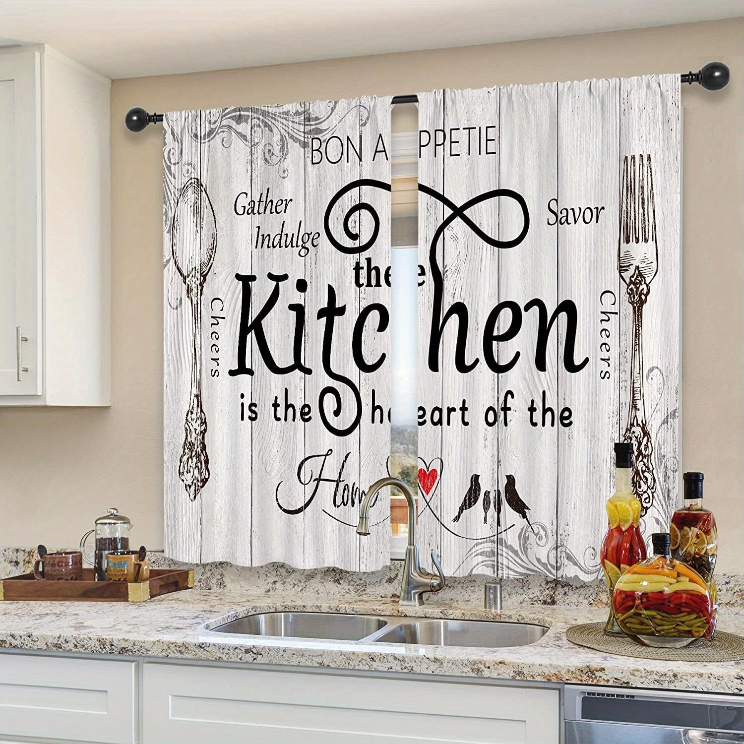 

Stunning Watercolor Flower Coffee Element Landscape Short or Long Drapes designed for Kitchen Bedroom Space Cafe Living Room Room Home Decor W60H60(CM)x2pcs&Grommet Top