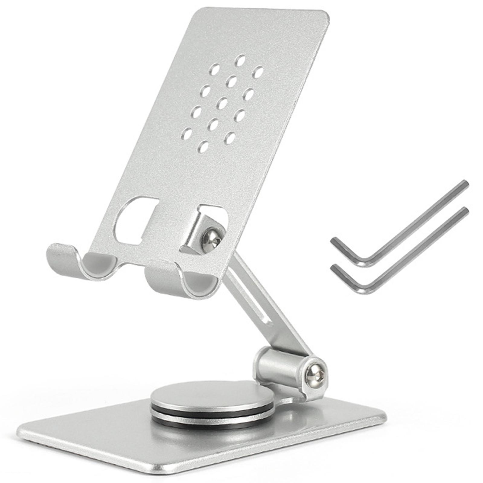 

Металлическая складная подставка с несколькими углами наклона, вращающаяся подставка, устойчивый и стильный держатель для планшетов и телефонов серебряный