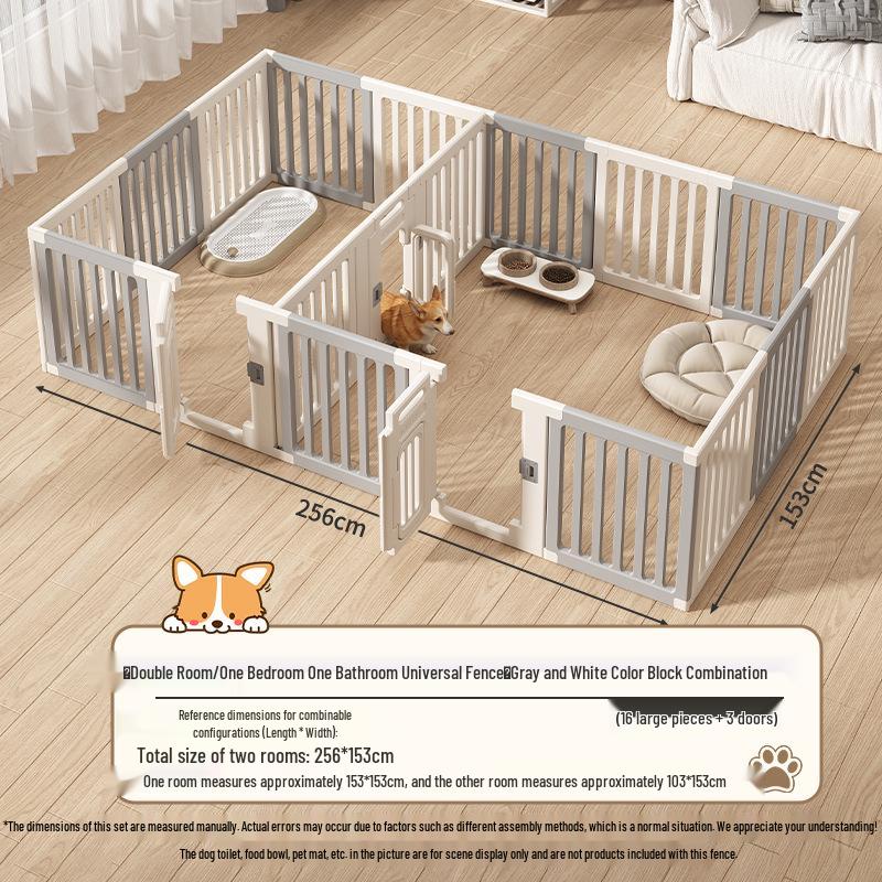 Gray & White Color Block Puppy Playpen for Small to Medium Dogs - Indoor Pet Crate & Isolation Fence
