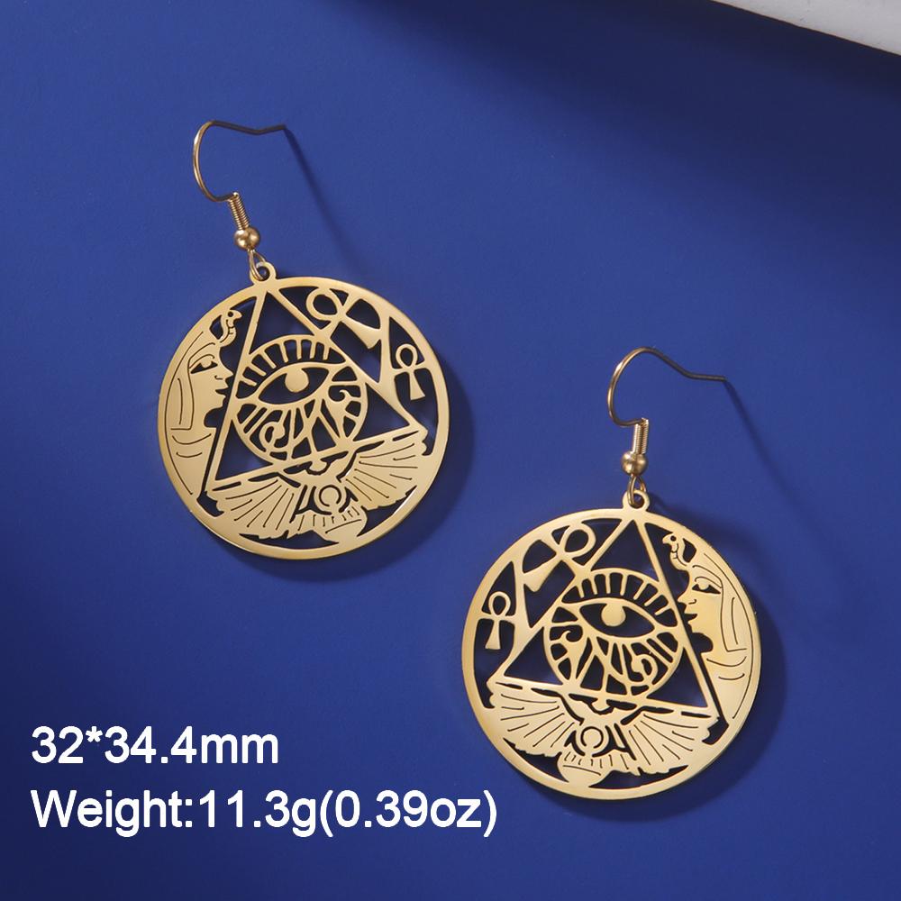 Dawapara Antike Ägyptische Symbol Ohrringe Auge des Horus und Ankh Kreuz Hieroglyphisches Ideogramm Schutz Amulett Edelstahl