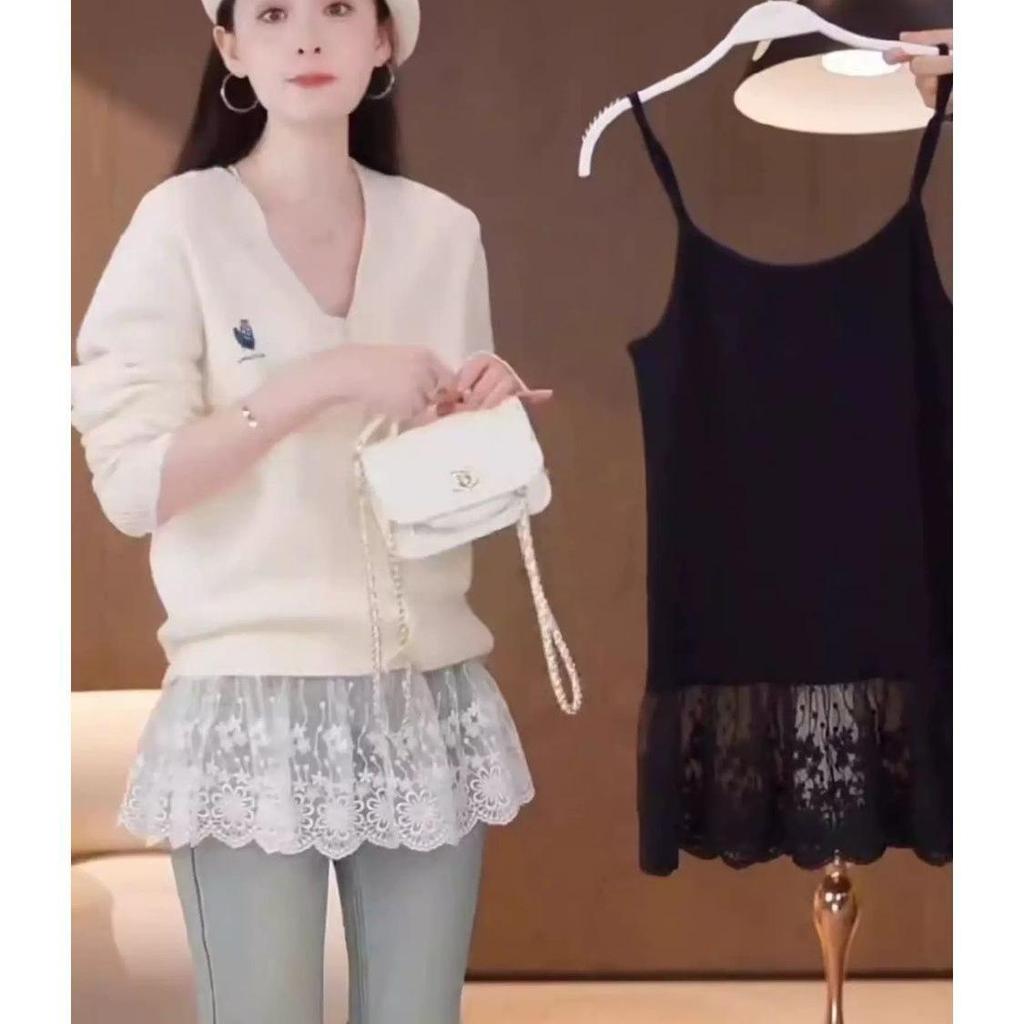 95% Cotton Lace Trim Camisole Vest - Women's Spring/Summer 2026 New Arrival, Plus Size, Slim Fit, Layering Inner Top
