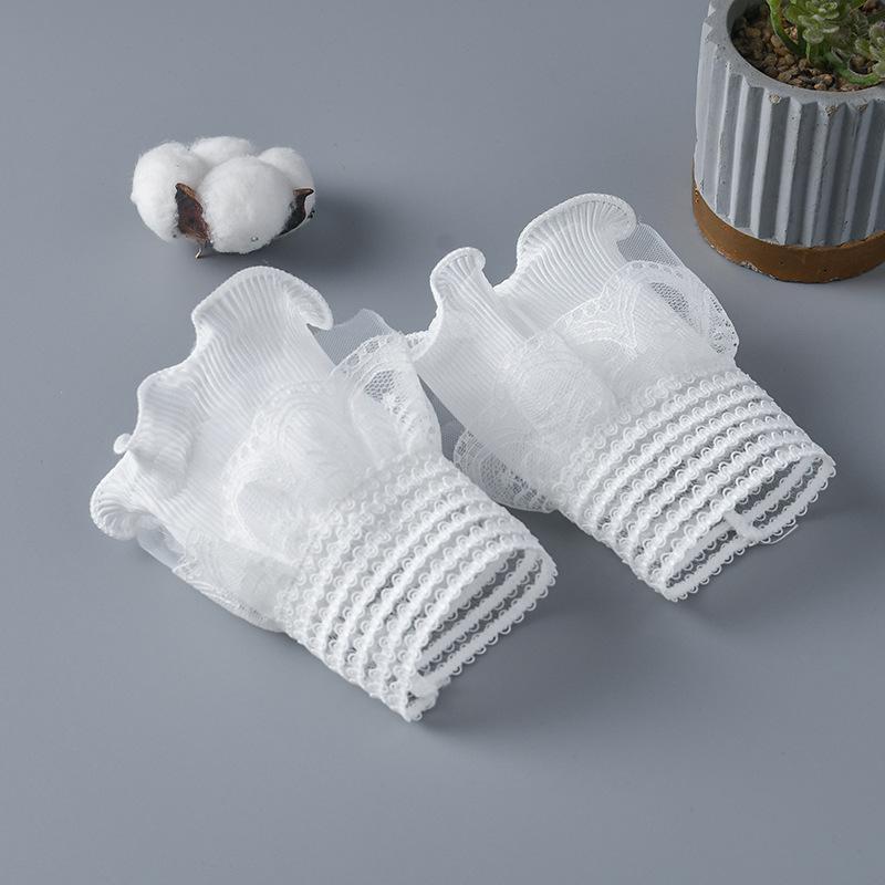Simple Wrist Cuffs Wristband Elegant Shirt False Cuffs for Sweater Lace Detachable Sleeved Horn Cuffs Embroidery Accessories