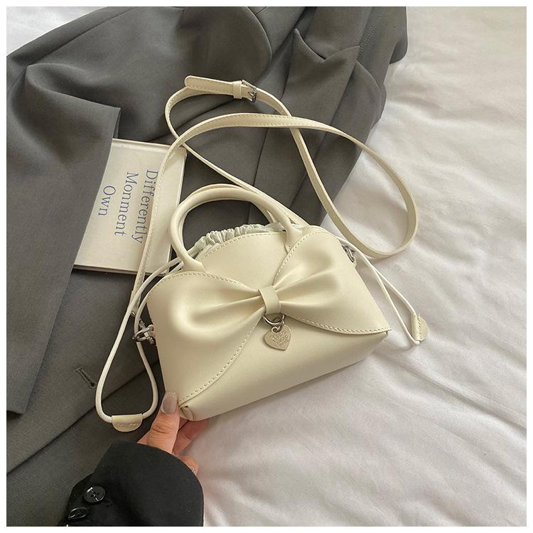 Gentle and Stylish Simple Bow Handbag 2025 Summer New Solid Color Korean Version Casual Niche Messenger Bag