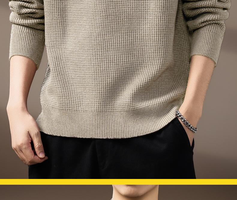 Men's High-End Retro Henley Knit Sweater - Autumn Trendy Loose Fit