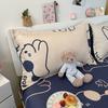 Kawaii Bear Printed Bed Set Floral Duvet Cover Pillowcase Bedding Set Cute Dog Bear Bed Linen Sheet Quilt Full Queen King Size