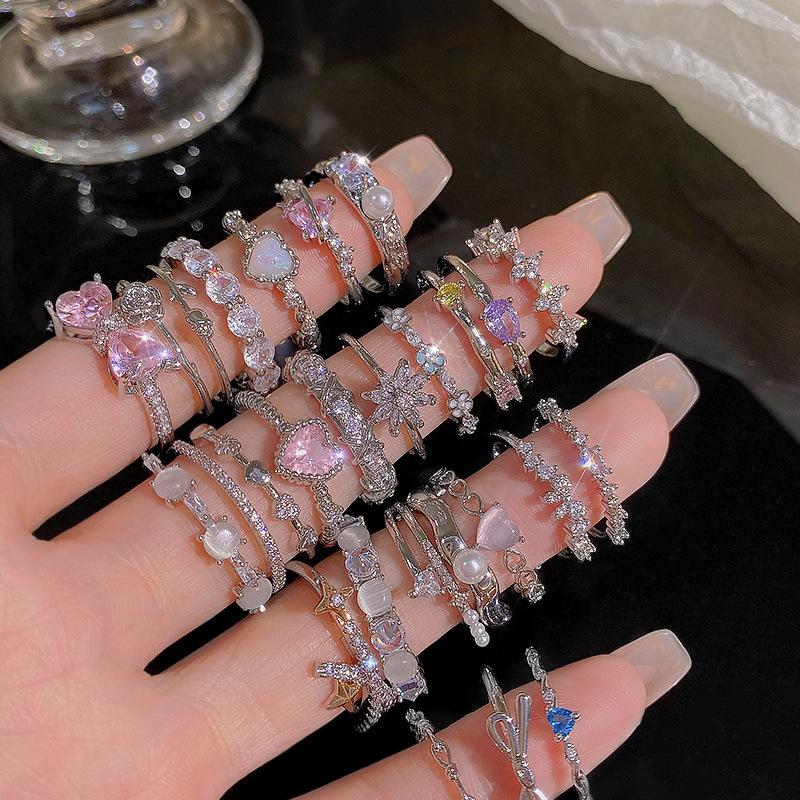 Zirconia Ring - Elegant and Exclusive Women's Small Luxury High-end Style Open Finger Ring - Versatile and Stylish Hand Accessory