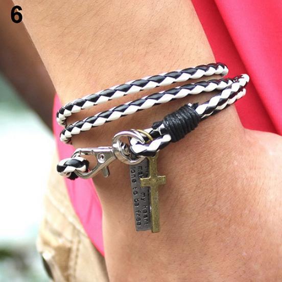 Buy Men's Vintage Faux Leather Bracelet 
