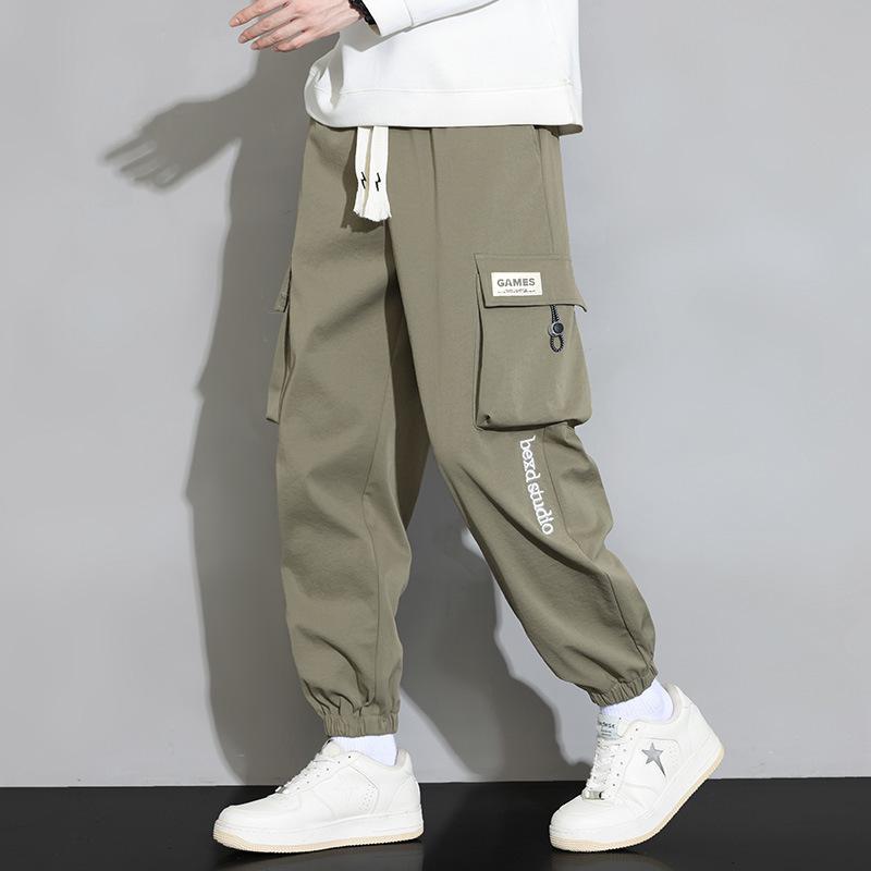 Men's 2023 Autumn Loose Fit Cargo Sweatpants with Cuffs and Multi-Pockets