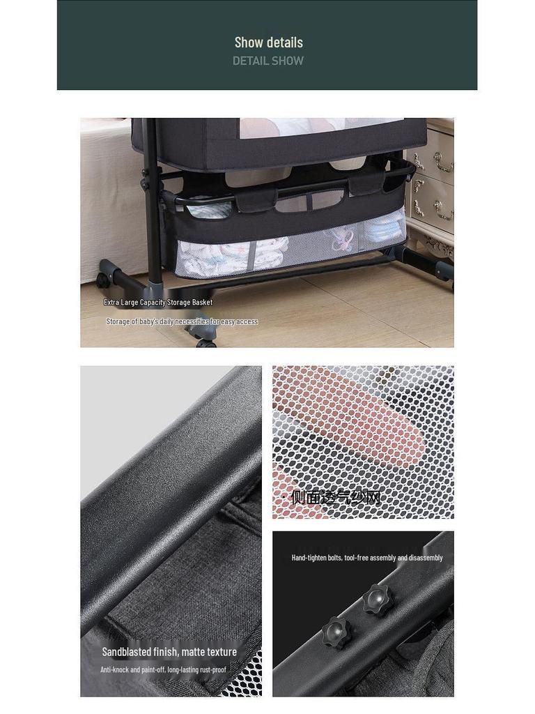 Multifunctional Foldable Baby Cradle: Newborn Rocking Bed and Splicing Children's Bed