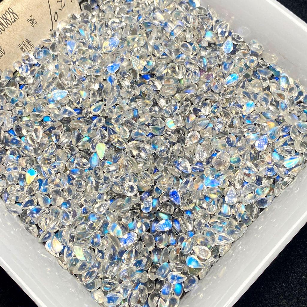 Natural Faceted Pear-Shaped Blue Moonstone for Pendant or Ring