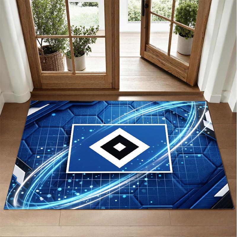 Hamburger SV futbolo dizaino kristalinio veliūro kilimas, minkštas dekoratyvinis kilimėlis miegamojo įėjimui