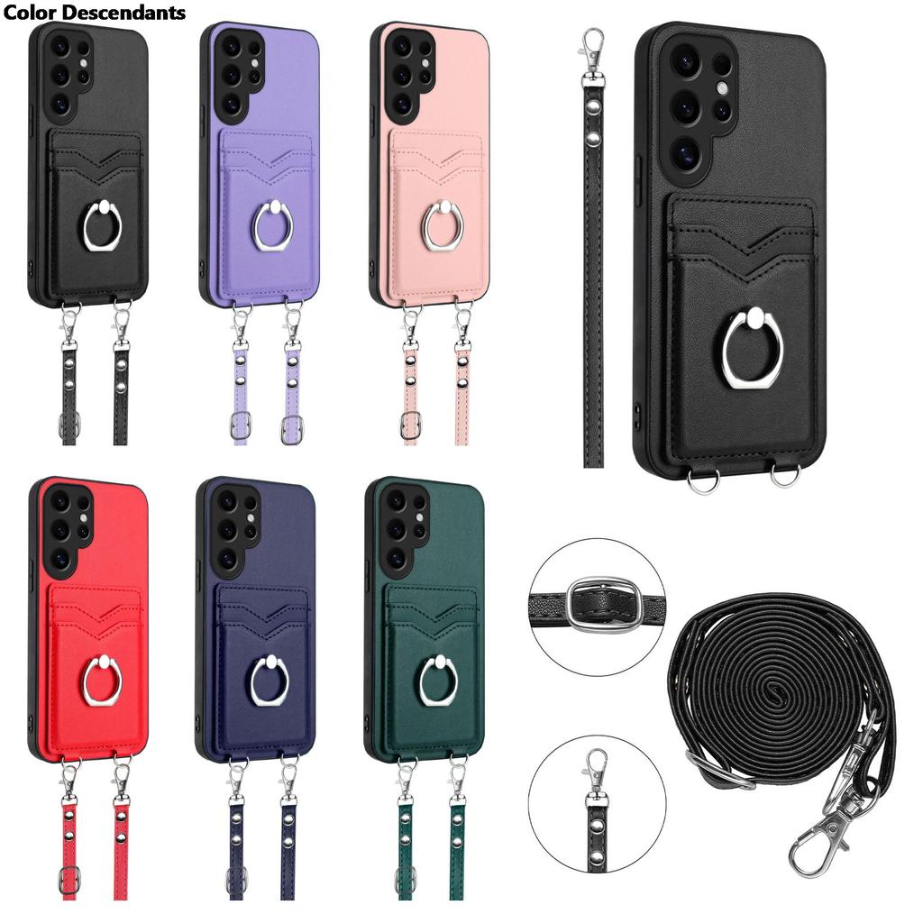Crossbody Cards Solt Ring Holder Case For Samsung Galaxy S24 Ultra S23 Plus S22 S21 A55 A35 A15 A54 A14 A24 A34 Lanyard Cover