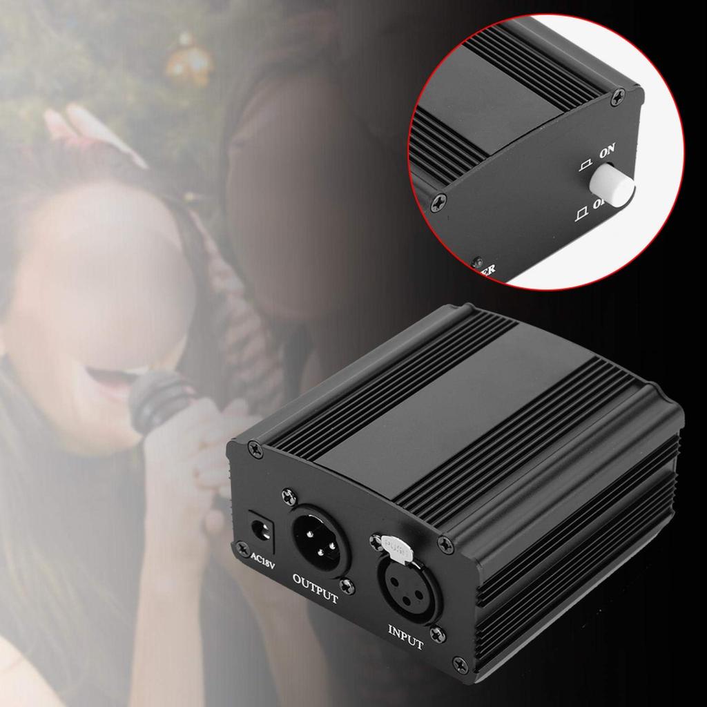 RANNYY Microphone Power Supply 48V Phantom Power Adapter for Condenser Microphones Mini 1-Channel US Regulations