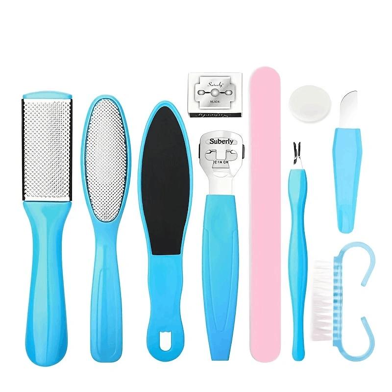 Set Pedicure Esfoliante e Scrub per Calli Spazzola Scrub Piedi Acciaio Inossidabile Lato Doppio Pedale Pietra per Cura del Piede