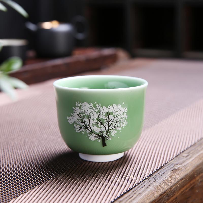 NEW TikTok Same Style -Changing Camellia Kung Fu Tea Set Tasting Glaze Color Ge Kiln Master Cup Female Factory Wholesal