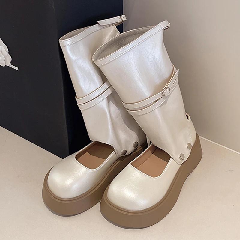 Women Cool Boots Sandals Mid Calf Flats Platform Shoes Summer New 2025 Trend Casual Woman Sandals Brand Zapatillas Mujer