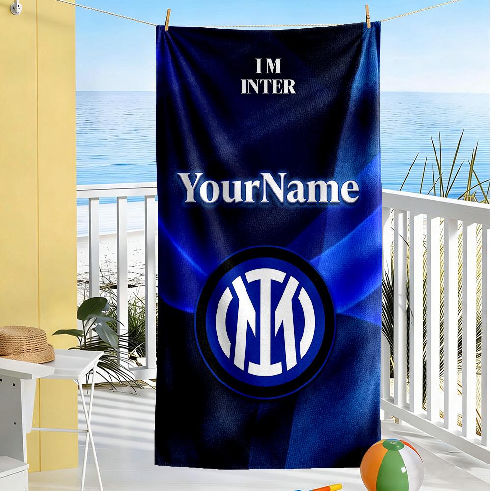 Inter Milan Customizable Name Beach Towel High Absorbency & Quick-Dry