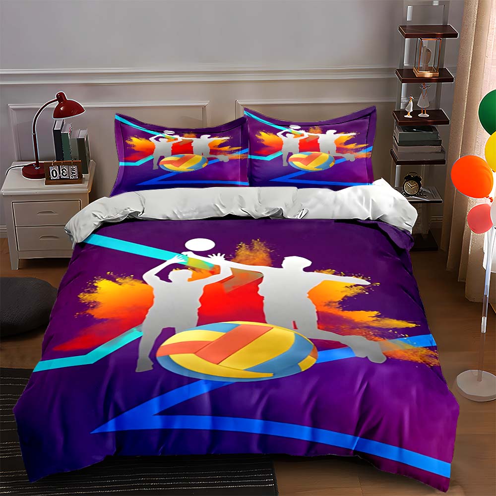 

Silhouetted volleyball players. Bedding Duvet cover sets Duvet covers Pillowcases gifts (1 * Duvet Cover 2 * Pillowcases, without duvet insert) 135x200cm