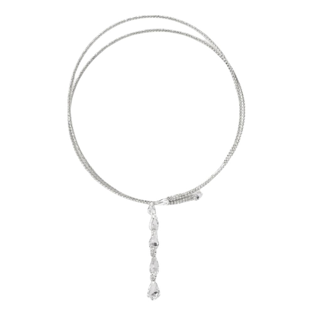 

Water Drop Crystal Necklace Sparkling Zircon Women Neck Jewelry Rhinestone Choker Party Wear