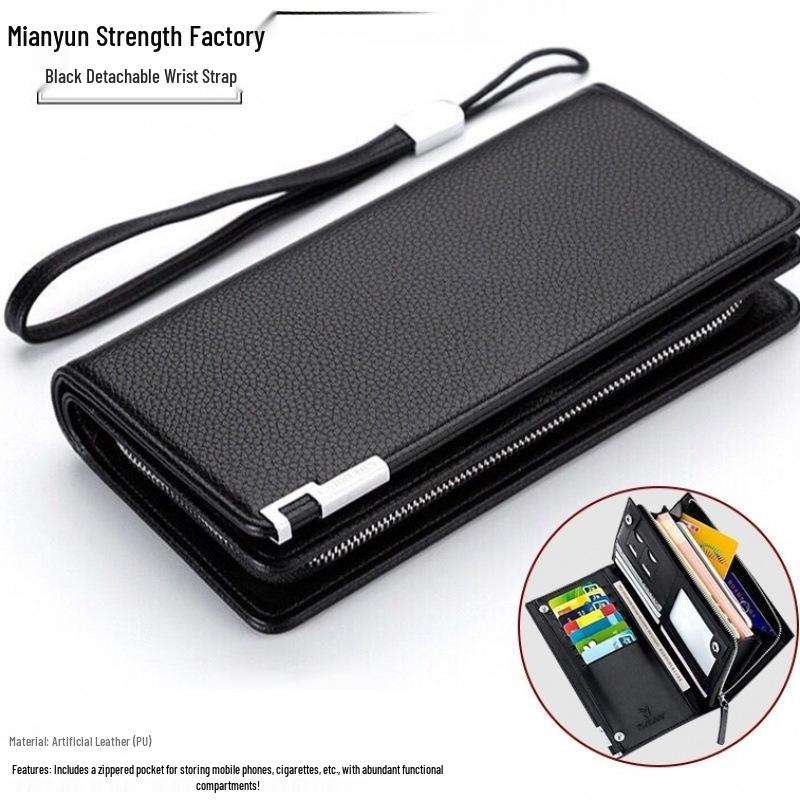 Men’s Large Capacity Zipper Clutch: Phone & Card Holder Trendy Handbag