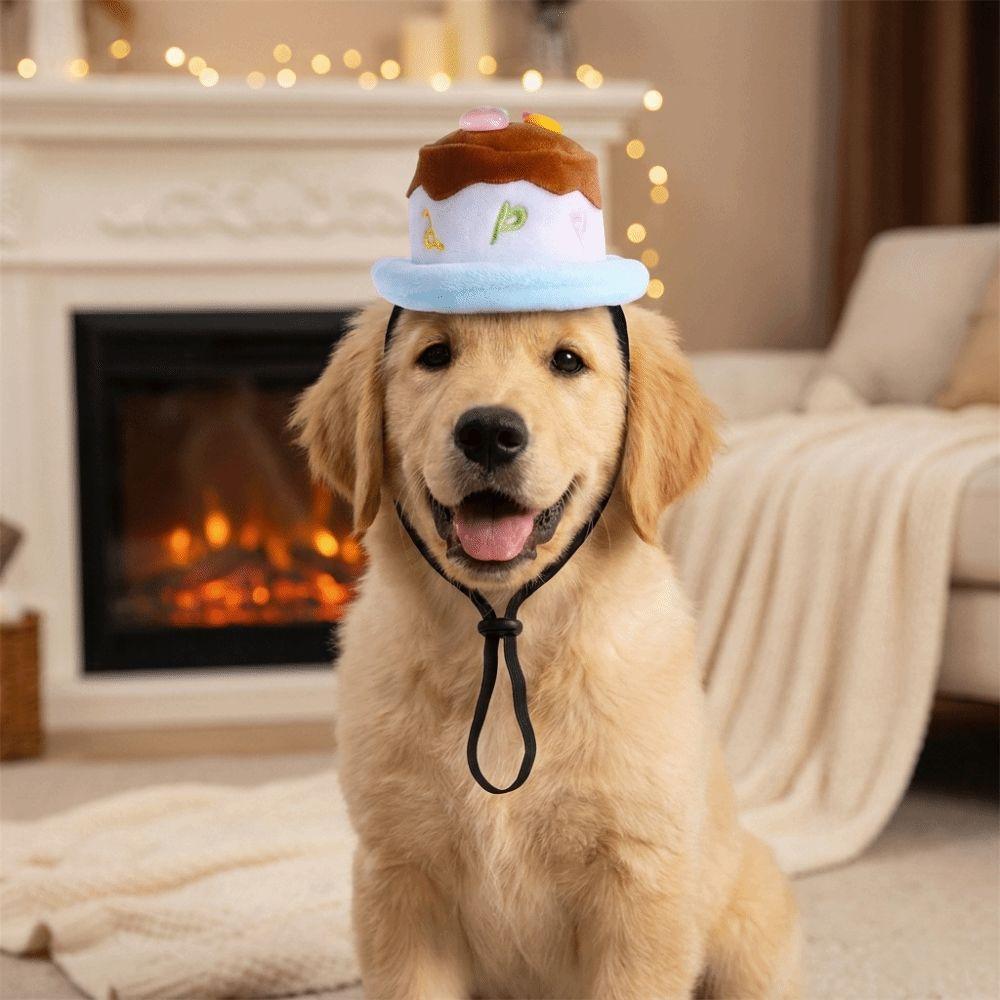 Soft Simulated Cake Dog Hat Colorful Dog Party Hat Cute Pet Birthday Hat Dress Up