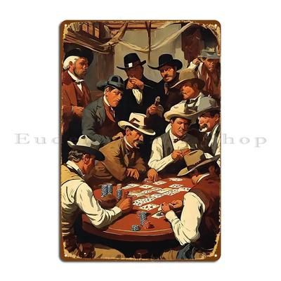 Poster Gioco di Poker Old West Vintage Segnali Metallici Stampa Murale per Garage Murale Pub Segno di Latta Poster