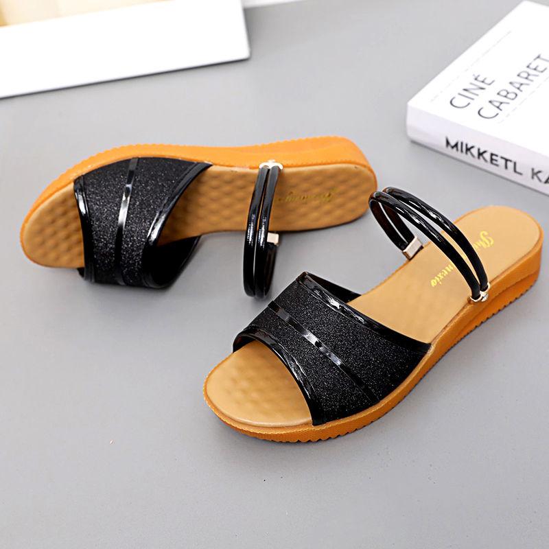 Woman Shoes with Low Heels Open Toe Wedges Heel Sandals for Women Comfortable and Elegant Luxury Summer Asian Size 2025 Trending