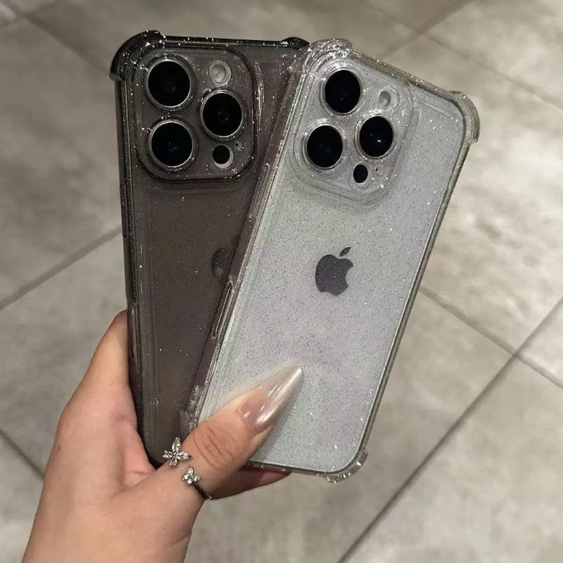 Luxury Bling Glitter Clear Phone Case For iPhone 17 Air 6 15 14 13 12 11 17 Pro Max  Shockproof Transparent Silicone Soft Cover