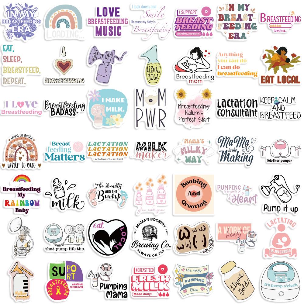 

50 Breastfeeding and Pregnancy Graffiti Stickers Decorate Guitar Laptop Suitcase DIY Waterproof
