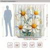 ~O~1pc White Daisies Watercolor Shower Curtain - Polyester, Fashion Floral Design, 70.8x70.8", 12 Hooks, Washable