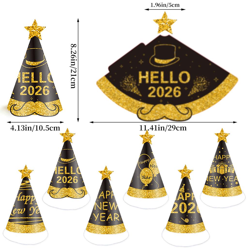 New Year'S Eve Party Children'S Party Hat Black Gold Fireworks Balloon Party Hat Customization