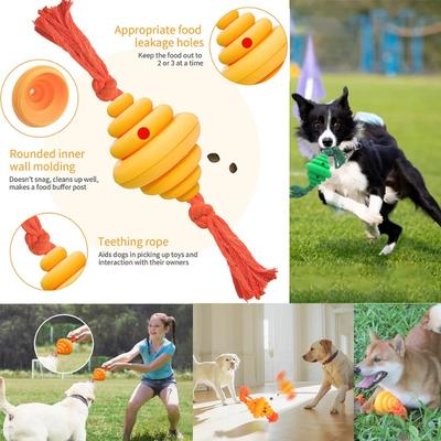 Dog Interactive Toys Pull Rope Tug of War Double Knot Rope Ball Slow Leakage Food Balls Improve IQ Bite Resistant Tooth Toys