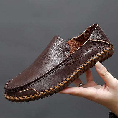 2024 Plus Size 38-48 Genuine Leather Men Loafers Cow Leather Casual Shoes for Man Soft Comfortable Moccasins Hand Sewn Driving Shoes