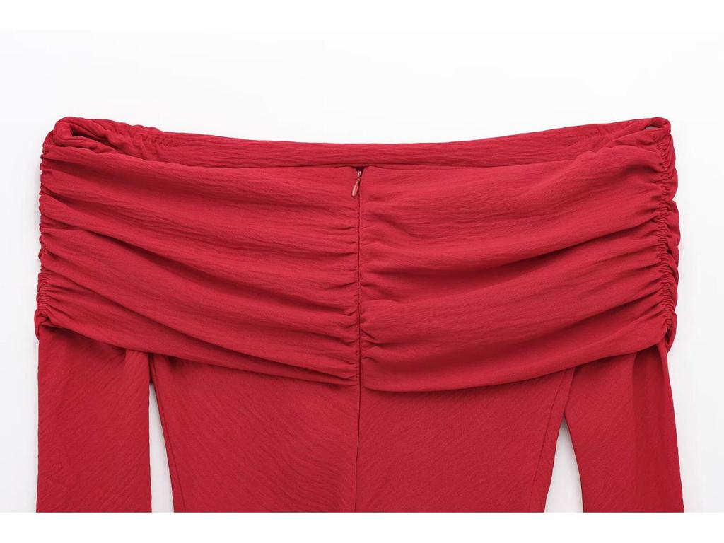 2024 Women's European & American Style One-Shoulder Ruched Slimming Top