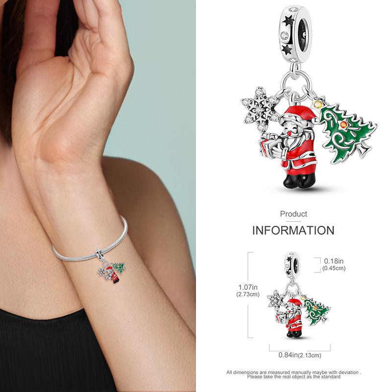 Copper Christmas Charm Beads Fit Original Bracelet Dangle Women Diy Jewelry Christmas Gifts