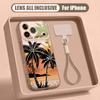 Seaside Coconut Print Hand Strap Case For iPhone 17 Pro Max Hybrid TPU+PC Magnetic For Magsafe Matte Cover For iPhone 16 15 14 13 Pro Max