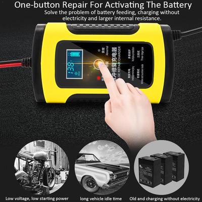 Încărcător de baterie pentru motocicletă și mașină 12V 6A, complet inteligent, de reparare, pentru baterii plumb-acid, Încărcător Moto