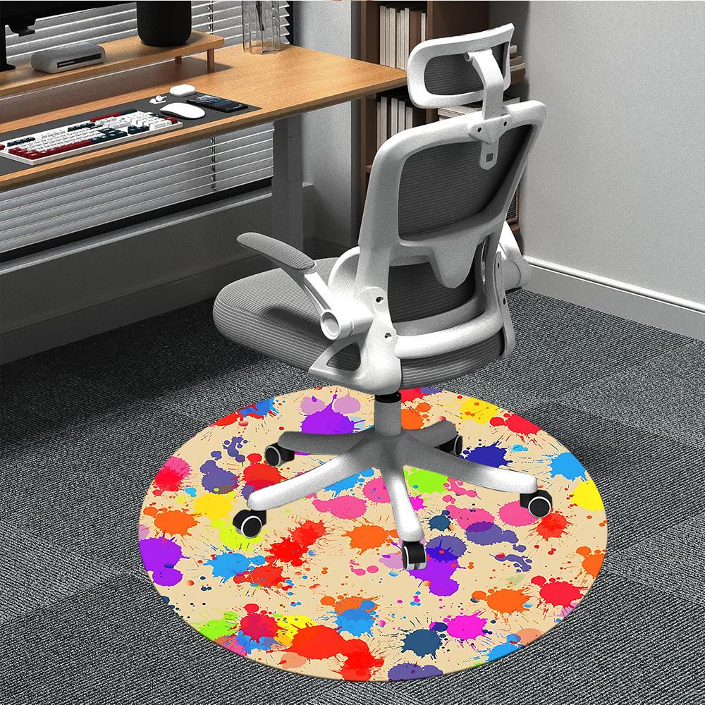 

1pc Paint Splatter Pattern Chair Carpet for Office Machine Washable Rug for Office, Good Gift for Family or Friends yy251225203 80cm by 80cm