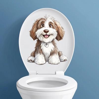 Adorable Warm Puppy Bathroom Toilet PVC Decorative Sticker