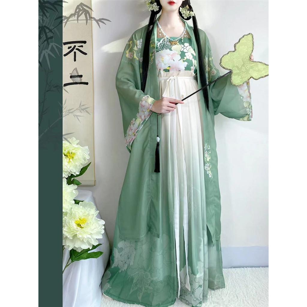 Women's Tang Dynasty Style Hanfu, Printed Hezi Skirt One-Piece Outfit, Traditional Chinese Daily Wear Costume