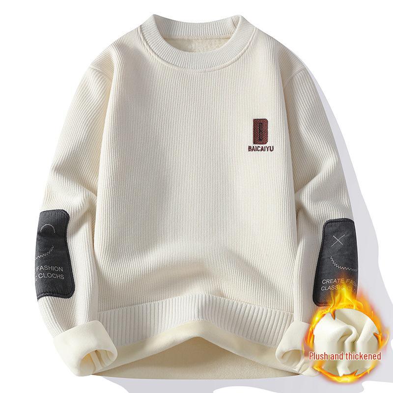 Plüsch-Winterpullover für Herren: Dicker Samt Langarm-Basisschicht für Jugendliche & Teenager