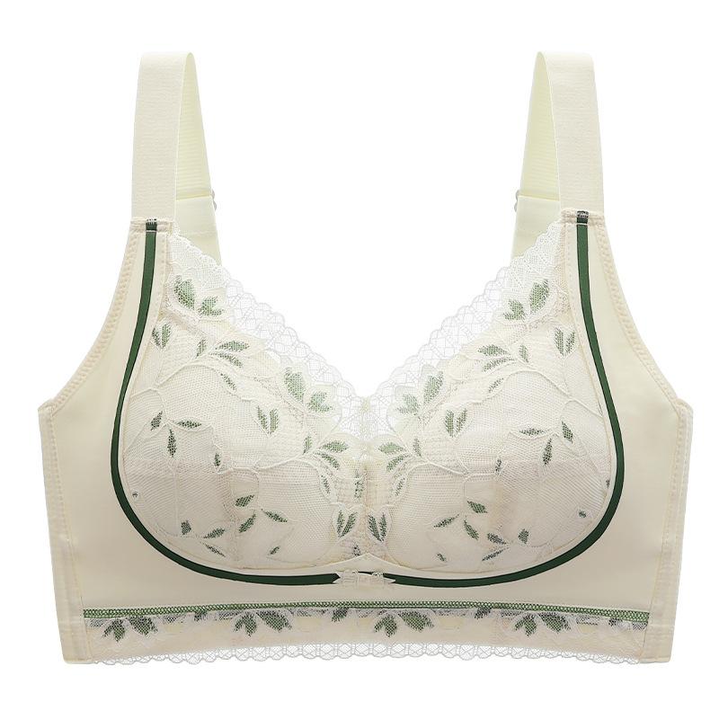 Thin Bra for Women Breathable Gathering Bra Full Cup Size Large Size No Steel Ring Push Up Bra