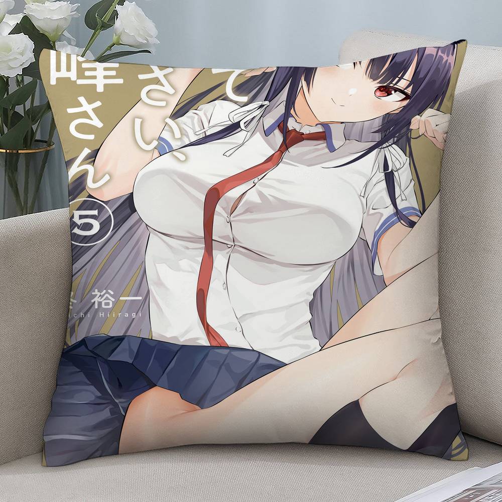 Anime Haite Kudasai Sexy Girl Pillow Case Short Plush Double-sided Print Square Throw Pillow Covers Sofa Home Cushion Decor