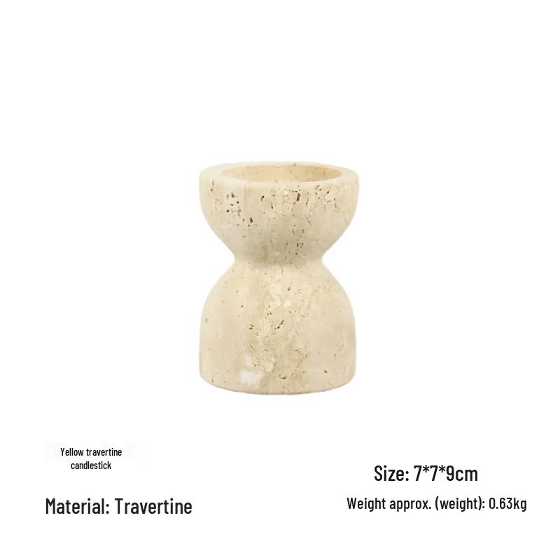 

Natural Yellow Travertine Candle Holder - Creative Ornament for Living Room, Restaurant, Hotel, or Home Decor