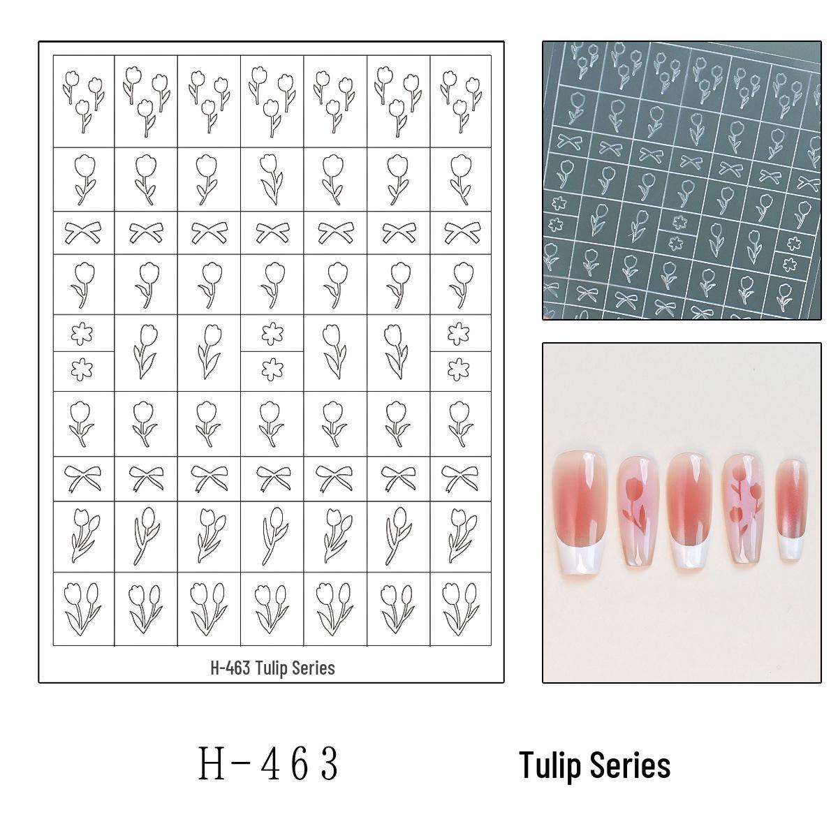 Reusable Transparent Airbrush Nail Stickers: Daisies & Five-Petal Flower Designs Tulip Series
