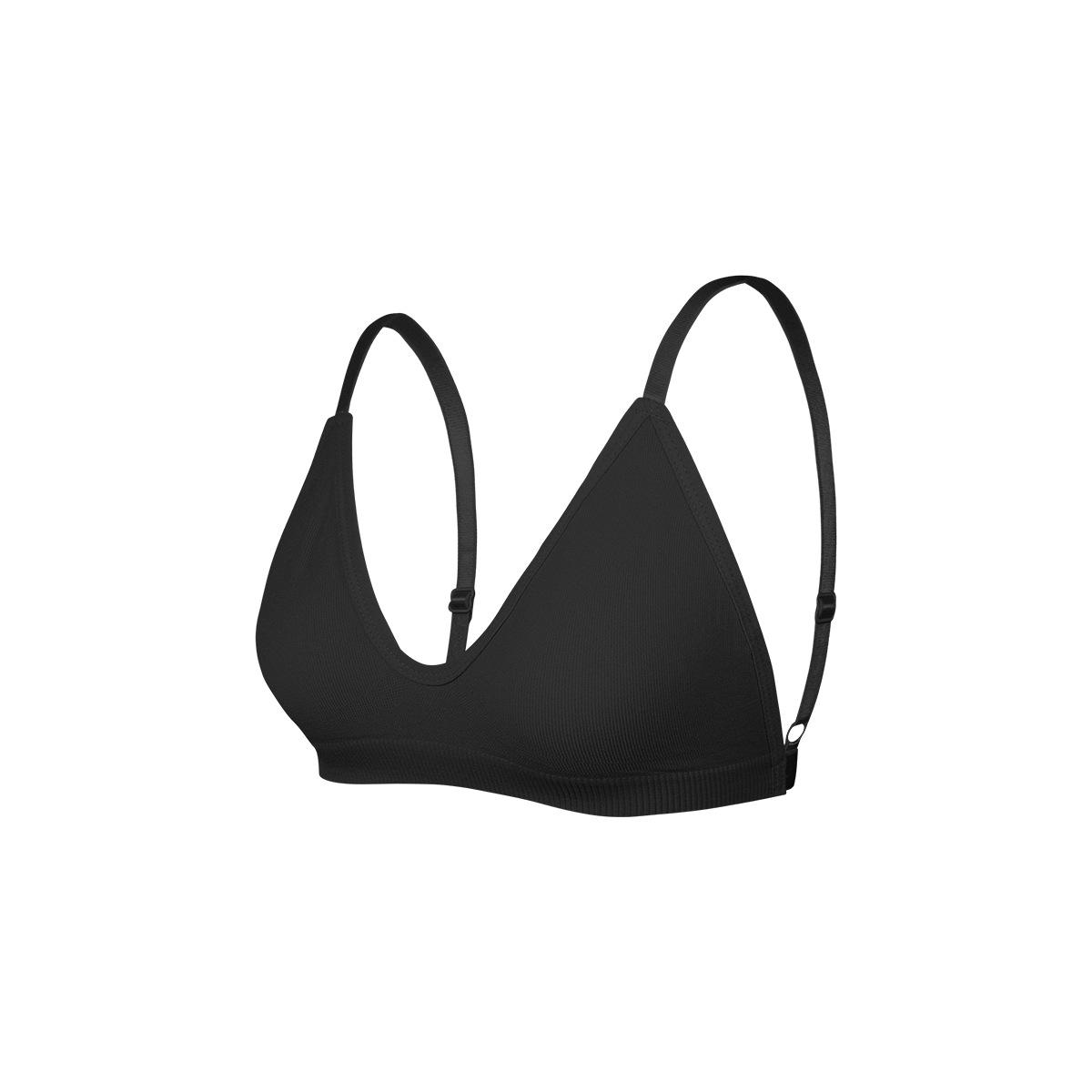 Ribbed Triangle Cup Wireless Bra S чёрный
