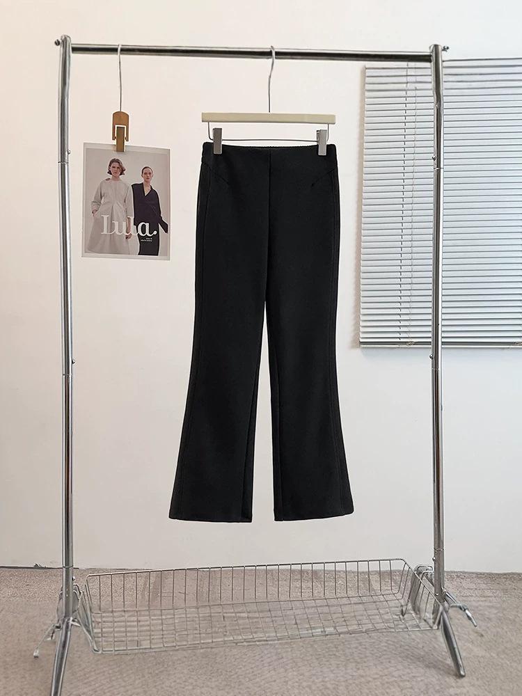 Early Spring Comfortable Plus Size High Waist Black Flare Pants for Women