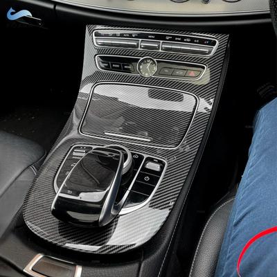 Car Accessories Carbon Fiber Texture Interior Console Gear Panel Cover Trim Sticker For Mercedes Benz E-Class W213 2016