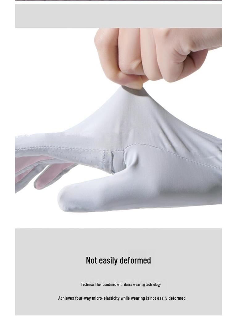 Damskie cienkie rękawiczki przeciwsłoneczne z jedwabiu lodowego do jazdy na rowerze - Ochrona UV, antypoślizgowe, dwupalcowe, do jazdy i aktywności na świeżym powietrzu.