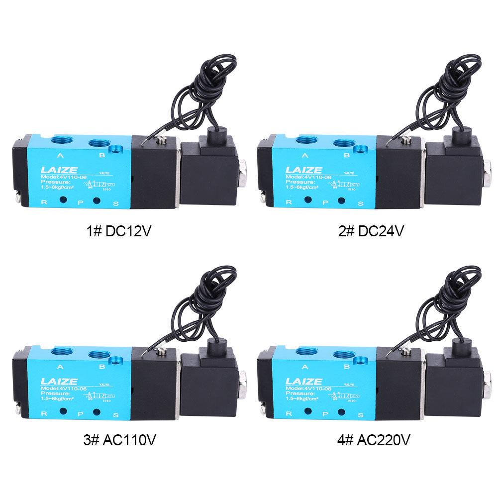 8 AC220V Electromagnetic Valve Two-Position Five-Way Solenoid Valve Aluminum Alloy High Sensitivity with Copper Coil 4V110-06 Pt1